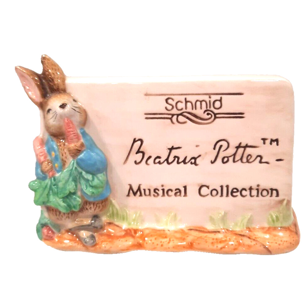 Schmid Peter Rabbit Beatrix Potter Musical Collection Dealer Sign Ceramic